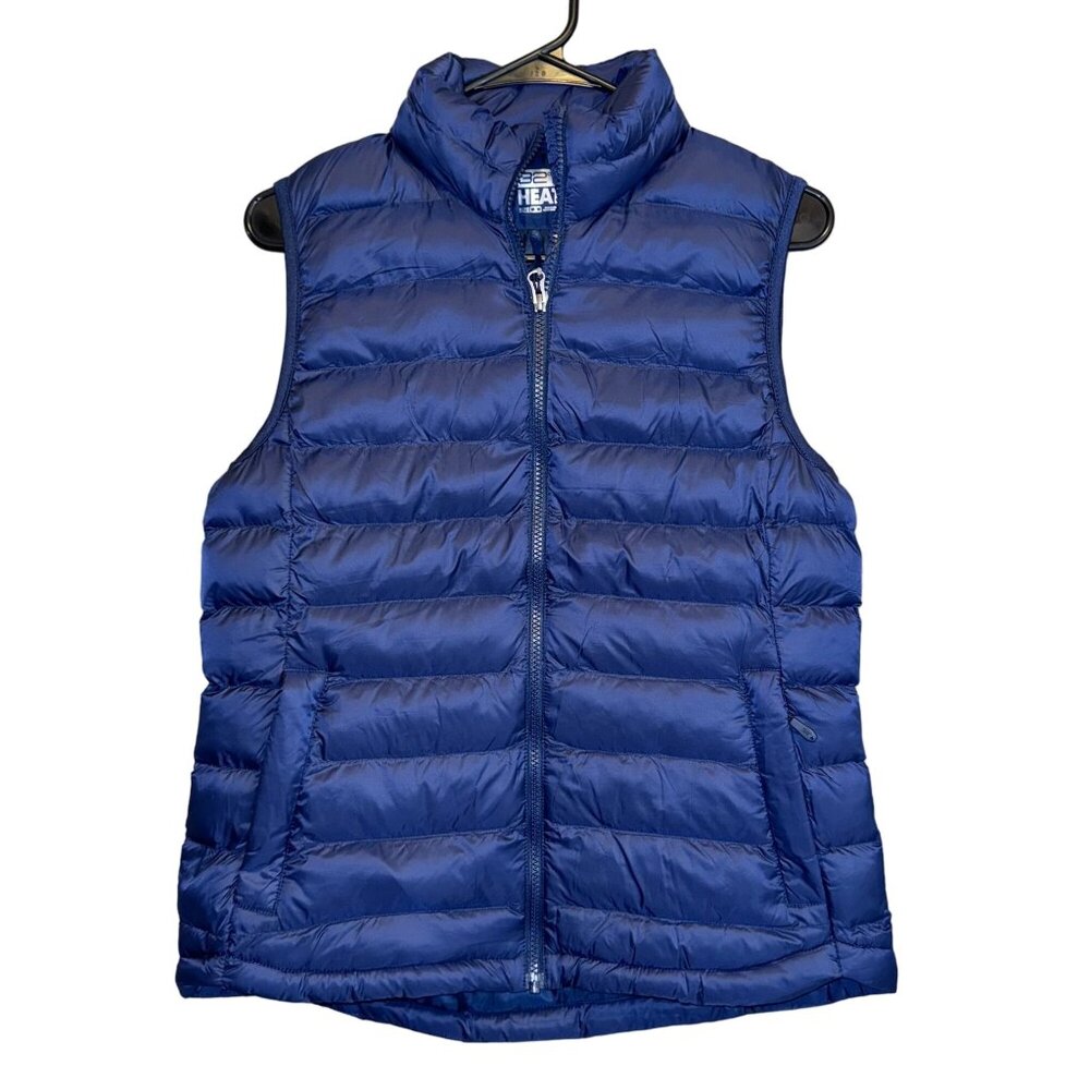 Womens Puffer Vest Small Blue 32 Degrees Heat Zipper Close Lightweight Insulated